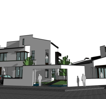中式别墅草图大师模型，别墅sketchup模型