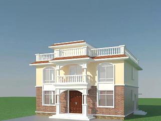欧式二层平顶新农村现代自建房别墅定制设计图，欧式别墅设计图下载