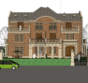 欧式别墅草图大师模型，别墅sketchup模型下载