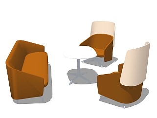 现代休闲沙发免费su模型，双人沙发skp模型下载