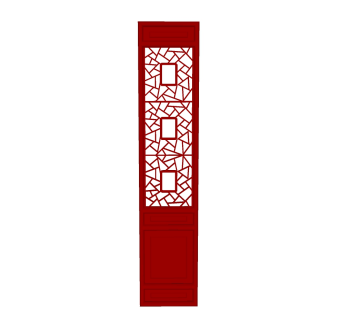  复古屏风草图大师模型，屏风sketchup模型下载