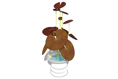荷花盆栽sketchup模型，手绘绿植草图大师模型下载