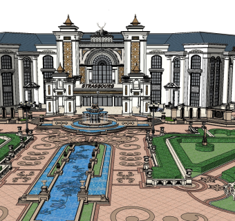 欧式售楼处skb模型分享，售楼中心SU模型下载