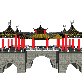 五亭桥草图大师模型下载、五亭桥su模型下载