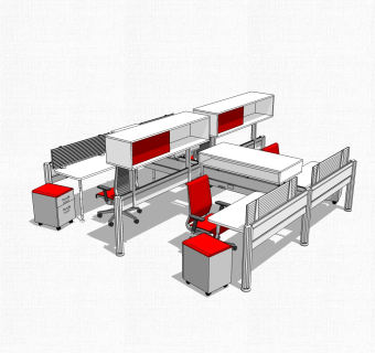 办工桌草图大师模型，办工桌sketchup模型，办工桌su素材下载