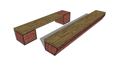 条形座椅SU模型下载，长椅草图大师模型下载