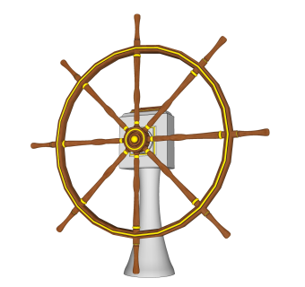 欧式船舵摆件草图大师模型,现代装饰品su模型下载