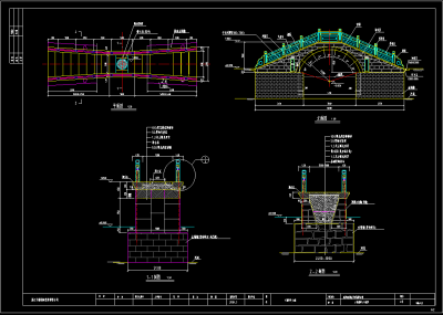 现代中式景观桥cad图纸，景观桥cad施工图下载
