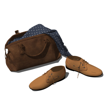 现代男士手提包鞋子草图大师模型,服装店衣架su模型下载