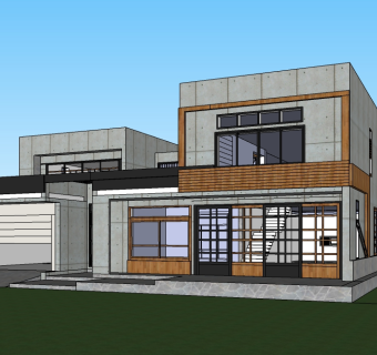 现代独栋别墅su模型下载，别墅草图大师模型分享