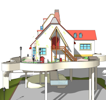 现代别墅外观草图大师模型，别墅外观sketchup模型免费下载
