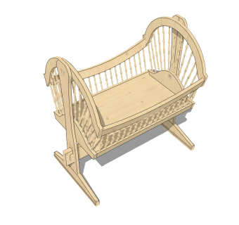 欧式婴儿床SU模型，婴儿床skb文件下载