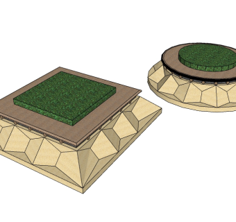 现代树池座椅草图大师模型下载，树池坐凳SU模型免费下载