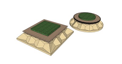 现代树池座椅草图大师模型下载，树池坐凳SU模型免费下载