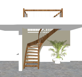 现代实木双跑折梯草图大师模型，实木双跑折梯sketchup模型免费下载