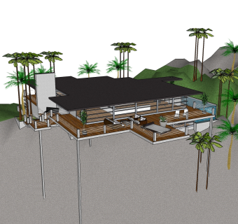 极简风格别墅草图大师模型，别墅SU模型下载