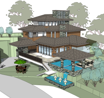 欧式别墅su模型，别墅草图大师模型下载