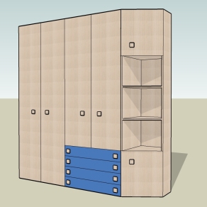 现代组合儿童衣柜草图大师模型，组合儿童衣柜sketchup模型下载