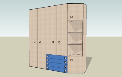 现代组合儿童衣柜草图大师模型，组合儿童衣柜sketchup模型下载