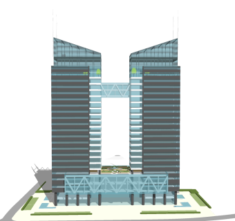 现代高层办公楼草图大师模型，高层办公楼sketchup模型免费下载