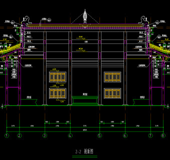 洗心禅寺天王殿cad施工图，寺庙cad建筑图纸下载