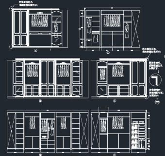 豪华衣柜CAD素材，衣柜CAD施工图纸下载