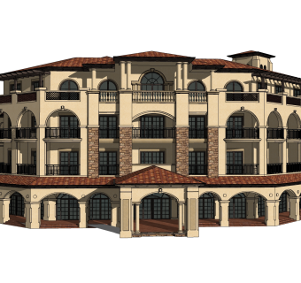 欧式别墅SU模型，别墅SKP模型下载