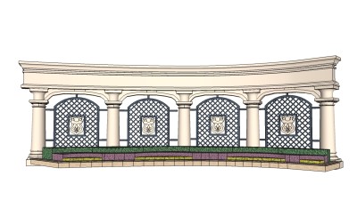 欧式景墙草图大师模型skp文件，景墙sketchup模型skp文件下载