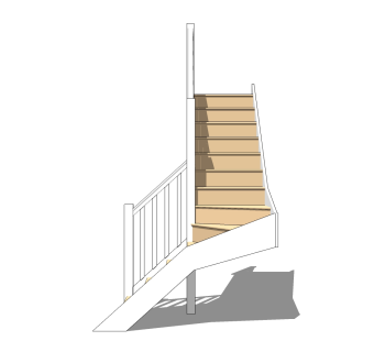 现代实木双跑折梯草图大师模型，实木双跑折梯sketchup模型免费下载