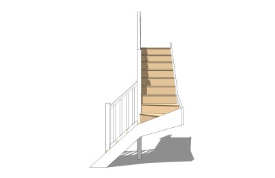 现代实木双跑折梯草图大师模型，实木双跑折梯sketchup模型免费下载