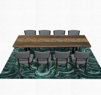 欧式餐桌椅草图大师模型，餐桌椅skb文件下载