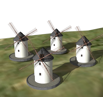 现代大型风车sketchup模型，风车草图大师模型下载