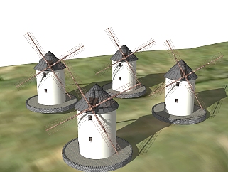 現代大型風車sketchup模型，風車草圖大師模型下載
