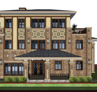 欧式别墅su模型下载、欧式别墅草图大师模型下载