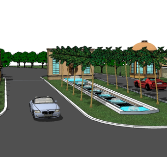 欧式入口大门草图大师模型下载，入口大门sketchup模型