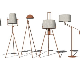 现代金属落地灯su模型，落地灯草图大师模型下载