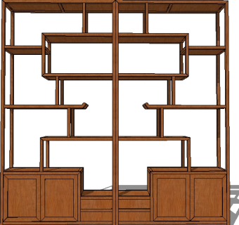 新中式博古架草图大师模型，博古架sketchup模型下载