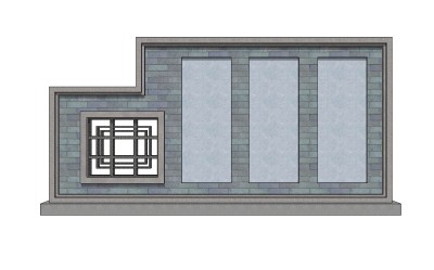 中式景观墙SU模型下载，景观墙skb模型分享