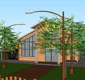 简欧独栋别墅草图大师模型，sketchup别墅su模型下载