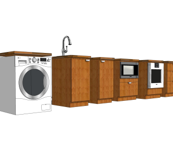 现代烤箱洗衣机草图大师模型，厨具sketchup模型下载