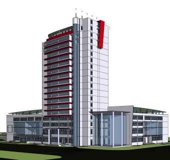 现代办公楼外观草图大师模型，办公楼外观sketchup模型免费下载