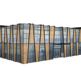 现代售楼处建筑方案草图大师模型，售楼部建筑sketchup模型免费下载