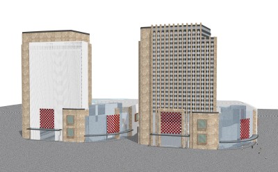 现代造型商场草图大师模型，商业综合体sketchup模型免费下载