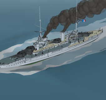 现代布列塔尼级LORRAINE洛林号战列舰草图大师模型，战列舰sketchup模型下载