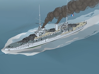 现代布列塔尼级LORRAINE洛林号战列舰草图大师模型，战列舰sketchup模型下载
