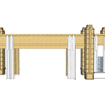 现代简约风入口大门su模型下载，sketchup入口大门skp模型