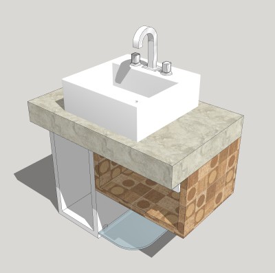 现代陶瓷台盆草图大师模型，台盆su模型下载