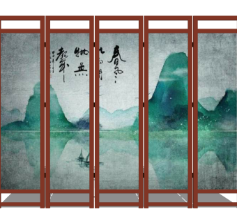中式屏风隔断草图大师模型，屏风sketchup模型下载