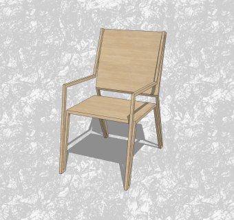现代实木椅子草图大师模型，休闲椅草图大师模型下载