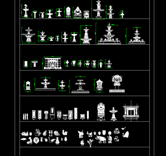 园林喷泉类CAD施工图，喷泉CAD施工图纸下载
